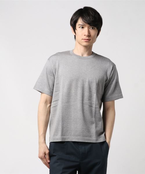ジョンスメドレー 24ゲージ クルーネックニットTシャツ JOHN SMEDLEY（ジョンスメドレー） 24G クルーネックニット MIDNIGHT