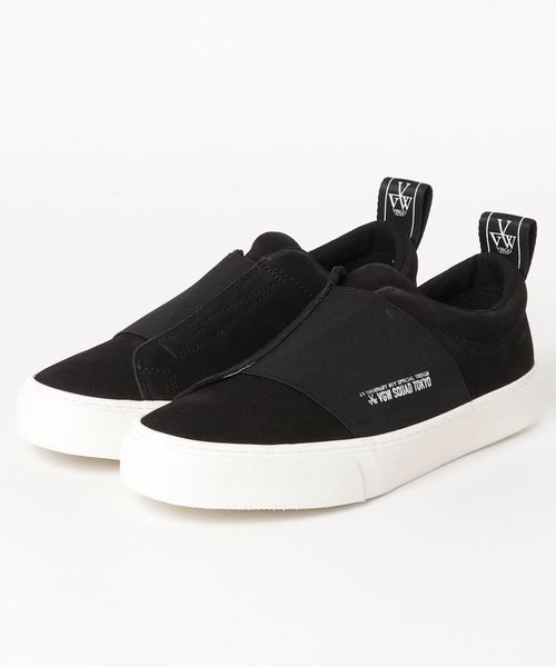 VIRGOwearworks(ヴァルゴウェアワークス)の「WIND BELT RUBBER LOGO SNEAKER(スリッポン)」|ブラック