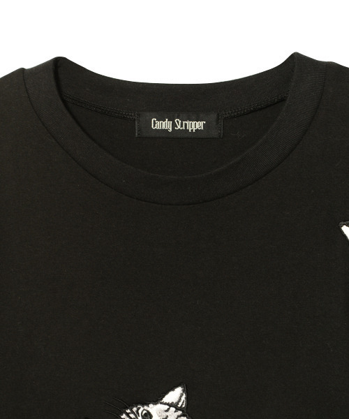 Candy Stripper（キャンディストリッパー）の「SPRUCED UP CAT Tシャツ（Tシャツ/カットソー・レディース・ブラック/ベージュ/ピンク/オフホワイト・2）」の8枚目の写真