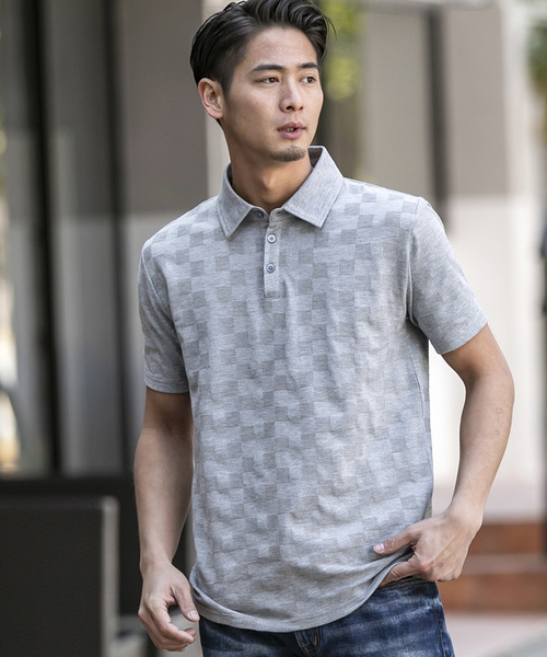 A.S.M（エーエスエム）の「ブロック ジャガード 半袖 ポロシャツ