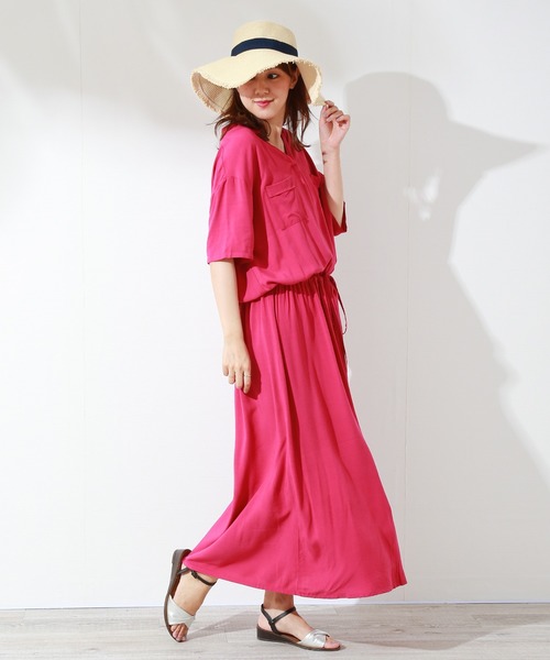 n'ee-ne（ネーネ）の「マキシワンピース（ワンピース・レディース・ブラック/ピンク/ダークアッシュ・LL/M/L）」の2枚目の写真