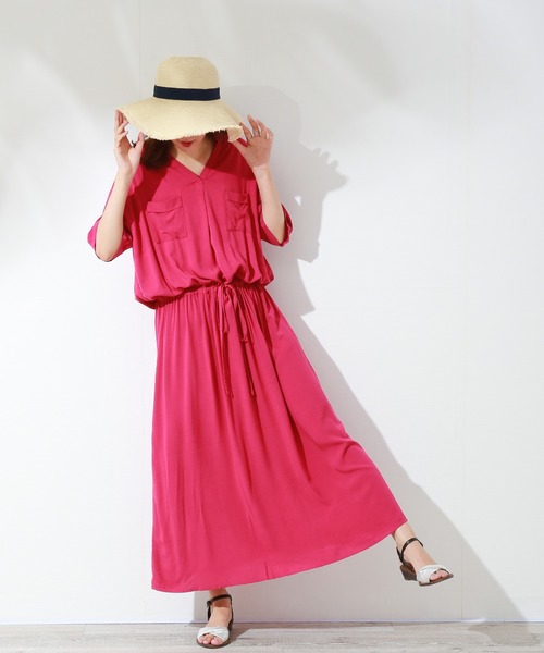 n'ee-ne（ネーネ）の「マキシワンピース（ワンピース・レディース・ブラック/ピンク/ダークアッシュ・LL/M/L）」の4枚目の写真