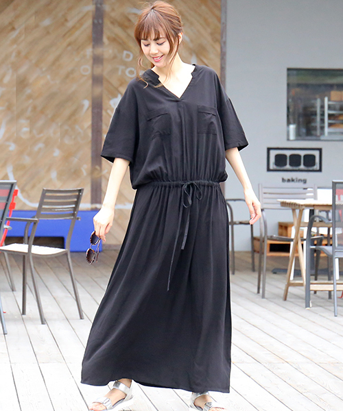 n'ee-ne（ネーネ）の「マキシワンピース（ワンピース・レディース・ブラック/ピンク/ダークアッシュ・LL/M/L）」の19枚目の写真