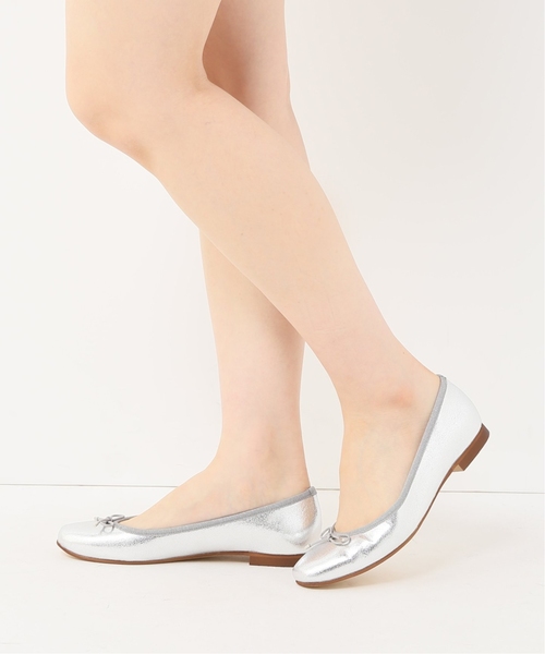 ルタロン レザースクエア バレエ シルバー 24.5㎝ レザースクエアパンチングバレエ（バレエシューズ）｜LE TALON