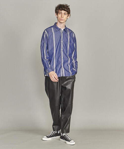 UNITED ARROWS - 美品★ユナイテッドアローズ　バンドカラー　ストライプシャツ　オーバーサイズ　青 1100024F1741_l1_a022.jpg