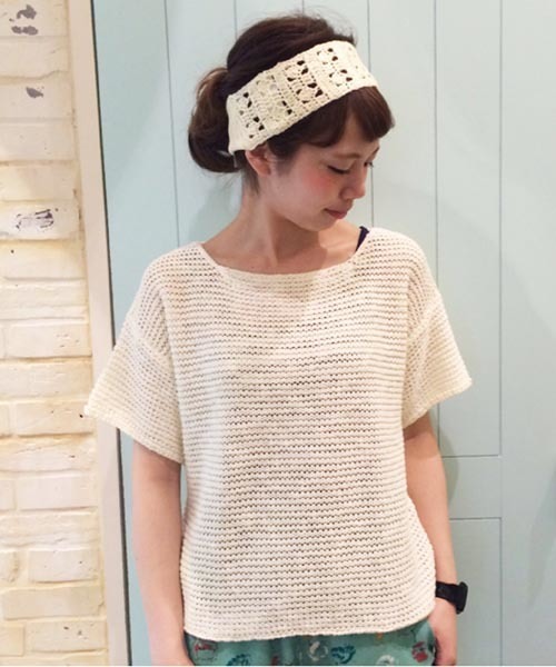 Kastane（カスタネ）の「【Kastane】シーサイドヤーンニット（ニット/セーター・レディース・オフホワイト/ネイビー/ベビーピンク/サックスブルー・FREE）」の2枚目の写真