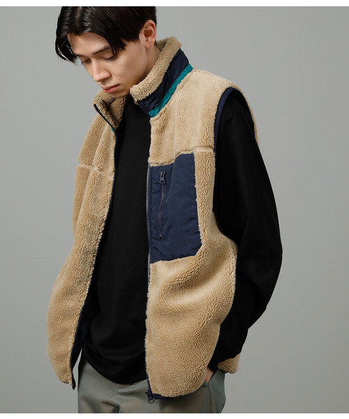 JUNRED（ジュンレッド）の「ボアフリースZIPベスト（ベスト・メンズ・ホワイト/ブラック/ブラウン・M/L）」の3枚目の写真