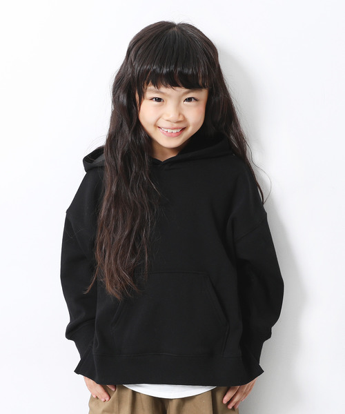 devirock(デビロック)の「裏シャギーワイドシルエットプルパーカー(パーカー・キッズ・ダークベージュ/パープル系その他/ブルー系その他/杢グレー/ラベンダー/モカ/ダークグリーン/ブラック・100cm/120cm/130cm/140cm/150cm/160cm/110cm)」の2枚目の写真