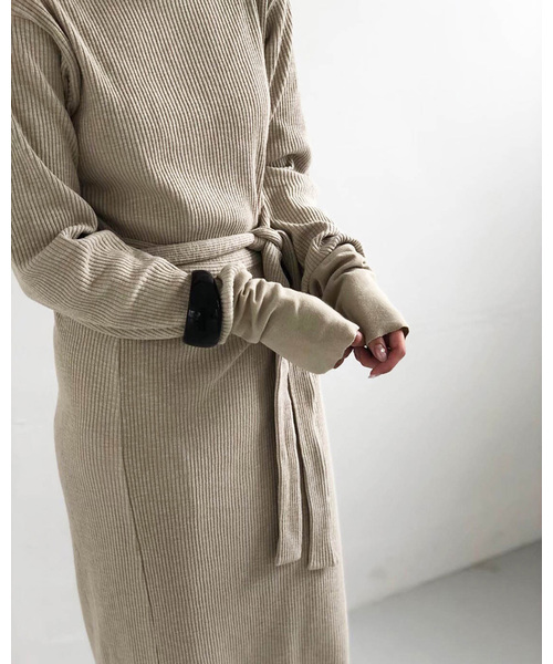 TODAYFUL（トゥデイフル）の「ラップラウンドリブドレス（ワンピース・レディース・オートミール/キャメル・36inch/38inch）」の8枚目の写真