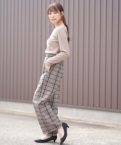 rps（アールピーエス）の「チェックワイドパンツ（その他パンツ・レディース・キャメル/ブラウン/グレー・M）」の4枚目の写真