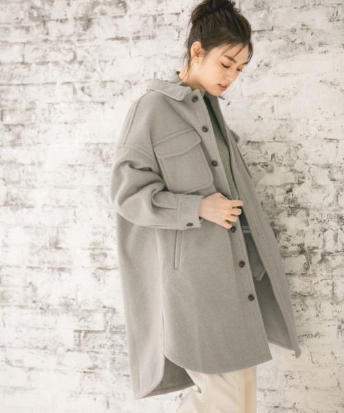 GLOBAL WORK（グローバルワーク）の「ウールライクロングCPOコート/856260（その他アウター・レディース・ベージュ系その他3/グリーン系その他3/ブルー系その他4・FREE）」の2枚目の写真