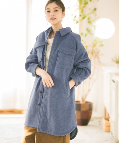 GLOBAL WORK（グローバルワーク）の「ウールライクロングCPOコート/856260（その他アウター・レディース・ベージュ系その他3/グリーン系その他3/ブルー系その他4・FREE）」の3枚目の写真