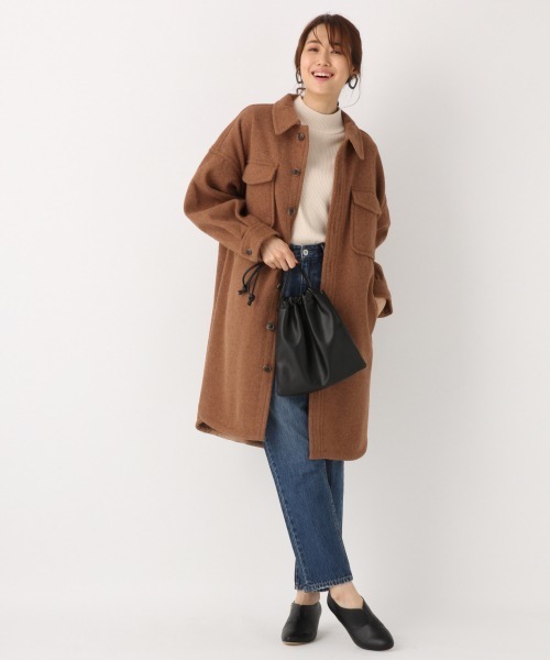 GLOBAL WORK（グローバルワーク）の「ウールライクロングCPOコート/856260（その他アウター・レディース・ベージュ系その他3/グリーン系その他3/ブルー系その他4・FREE）」の4枚目の写真