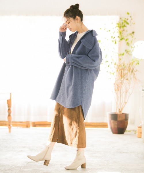 GLOBAL WORK（グローバルワーク）の「ウールライクロングCPOコート/856260（その他アウター・レディース・ベージュ系その他3/グリーン系その他3/ブルー系その他4・FREE）」の21枚目の写真