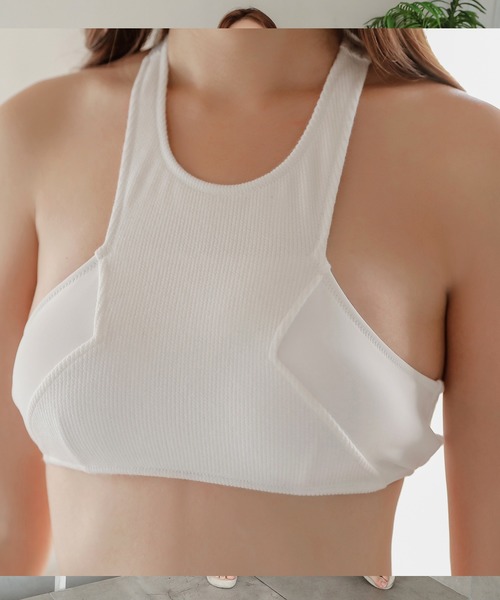 セール】細リブハイネックビキニ 水着2点セット（水着）｜Lace Ladies