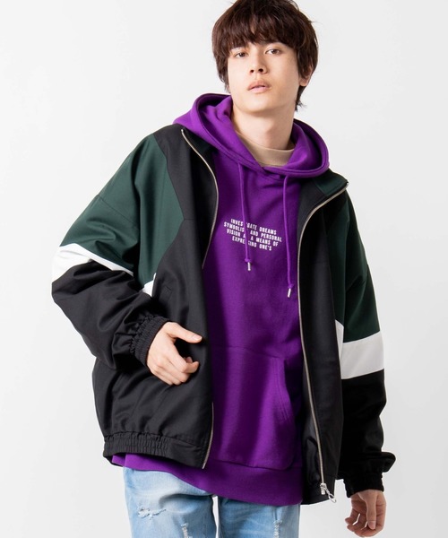 WEGO（ウィゴー）の「WEGO/TRカラーブロックスタンドブルゾン（ブルゾン・メンズ・ベージュ/ブラック/ワイン/ダークグリーン/ブラック系その他・LARGE/MEDIUM）」の4枚目の写真