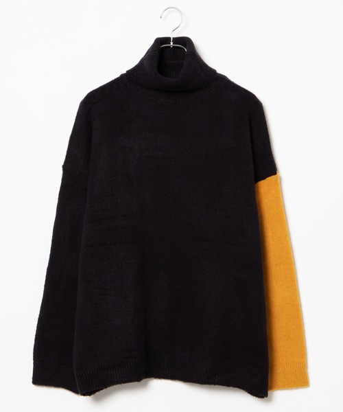 DING(ディング)の「DING/バイカラータートルニット(ニット/セーター・レディース・ホワイト/ブラック・FREE)」の9枚目の写真