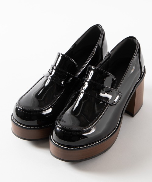 WEGO(ウィゴー)の「WEGO/ウッドソールヒールローファー(ローファー・レディース・ブラック/ブラック系その他・MEDIUM/LARGE)」の2枚目の写真