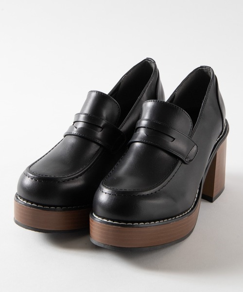 WEGO(ウィゴー)の「WEGO/ウッドソールヒールローファー(ローファー・レディース・ブラック/ブラック系その他・MEDIUM/LARGE)」の7枚目の写真