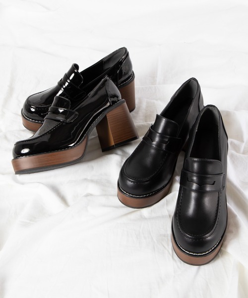 WEGO(ウィゴー)の「WEGO/ウッドソールヒールローファー(ローファー・レディース・ブラック/ブラック系その他・MEDIUM/LARGE)」の13枚目の写真