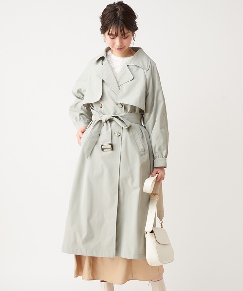 natural couture(ナチュラルクチュール)の「フレアヨーク女優トレンチコート(トレンチコート・レディース・ベージュ/ミント/ラベンダー/ライトベージュ・FREE)」の3枚目の写真