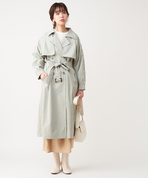 natural couture(ナチュラルクチュール)の「フレアヨーク女優トレンチコート(トレンチコート・レディース・ベージュ/ミント/ラベンダー/ライトベージュ・FREE)」の6枚目の写真