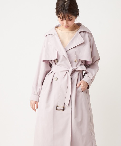 natural couture(ナチュラルクチュール)の「フレアヨーク女優トレンチコート(トレンチコート・レディース・ベージュ/ミント/ラベンダー/ライトベージュ・FREE)」の14枚目の写真