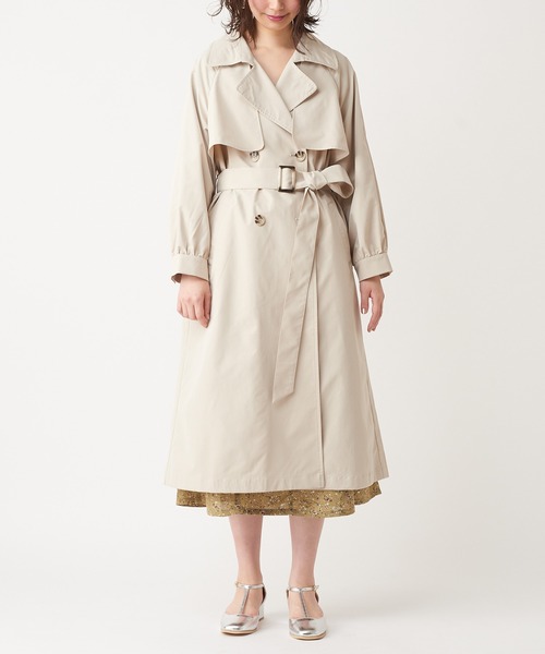 natural couture(ナチュラルクチュール)の「フレアヨーク女優トレンチコート(トレンチコート・レディース・ベージュ/ミント/ラベンダー/ライトベージュ・FREE)」の11枚目の写真