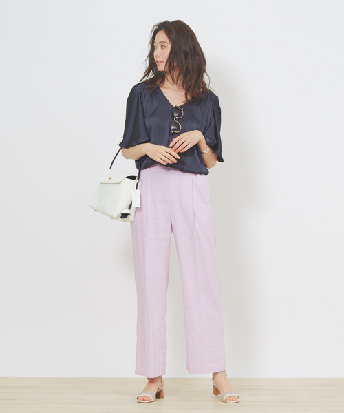 qualite（カリテ）の「【ITALY】【セットアップ】リネンレーヨンワイドパンツ（その他パンツ・レディース・ブラック/ブルー/ベージュ/ラベンダー・34/40/38/36）」の19枚目の写真