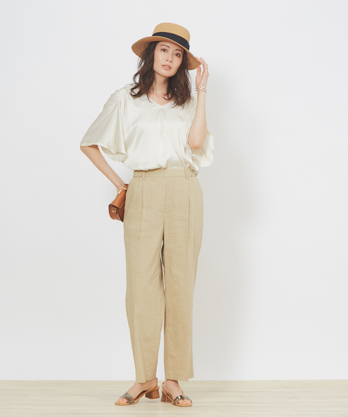 qualite（カリテ）の「【ITALY】【セットアップ】リネンレーヨンワイドパンツ（その他パンツ・レディース・ブラック/ブルー/ベージュ/ラベンダー・34/40/38/36）」の16枚目の写真