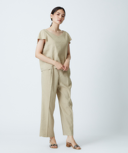 qualite（カリテ）の「【ITALY】【セットアップ】リネンレーヨンワイドパンツ（その他パンツ・レディース・ブラック/ブルー/ベージュ/ラベンダー・34/40/38/36）」の14枚目の写真