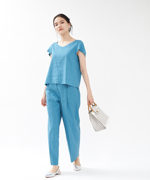 qualite（カリテ）の「【ITALY】【セットアップ】リネンレーヨンワイドパンツ（その他パンツ・レディース・ブラック/ブルー/ベージュ/ラベンダー・34/40/38/36）」の11枚目の写真