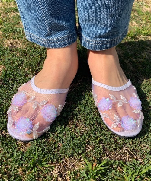 flower(フラワー)の「バケーションスリッパーズ(little flowers)(サンダル・レディース・ホワイト/ブラック/シルバー・36/37/38/39)」の5枚目の写真
