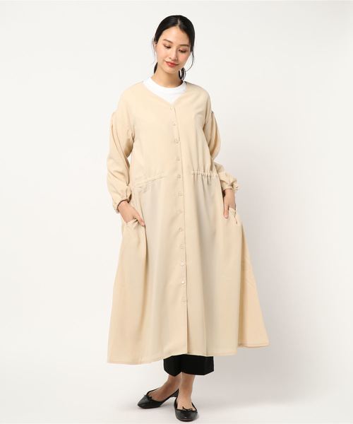 STYLEBLOCK（スタイルブロック）の「後ろ開きウエストドロストガウンワンピース（ワンピース・レディース・ライトベージュ/アイボリー/グレー/ピンク・M）」の8枚目の写真