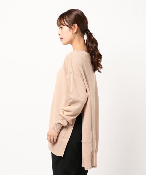 DouDou（ドゥドゥ）の「スリットプルオーバー（ニット/セーター・レディース・ブルー系その他/ピンクベージュ・FREE）」の3枚目の写真