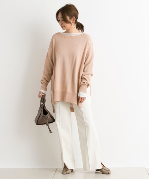 DouDou（ドゥドゥ）の「スリットプルオーバー（ニット/セーター・レディース・ブルー系その他/ピンクベージュ・FREE）」の5枚目の写真