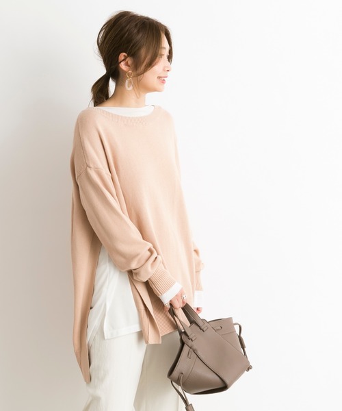 DouDou（ドゥドゥ）の「スリットプルオーバー（ニット/セーター・レディース・ブルー系その他/ピンクベージュ・FREE）」の6枚目の写真