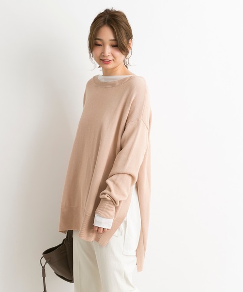 DouDou（ドゥドゥ）の「スリットプルオーバー（ニット/セーター・レディース・ブルー系その他/ピンクベージュ・FREE）」の8枚目の写真