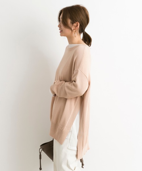 DouDou（ドゥドゥ）の「スリットプルオーバー（ニット/セーター・レディース・ブルー系その他/ピンクベージュ・FREE）」の9枚目の写真