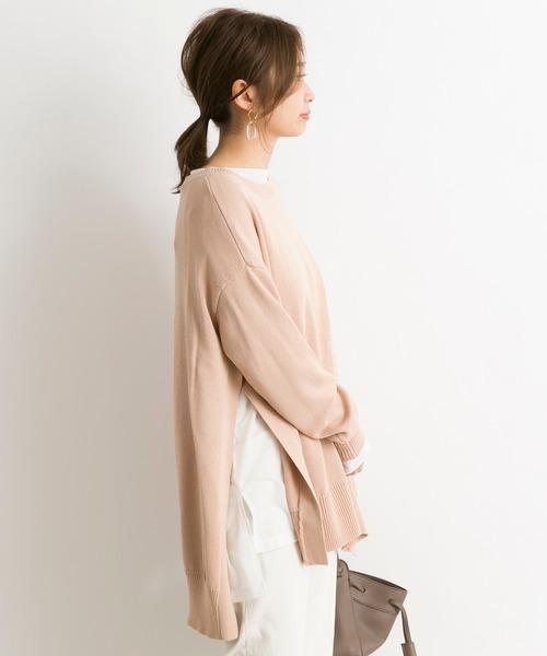 DouDou（ドゥドゥ）の「スリットプルオーバー（ニット/セーター・レディース・ブルー系その他/ピンクベージュ・FREE）」の12枚目の写真