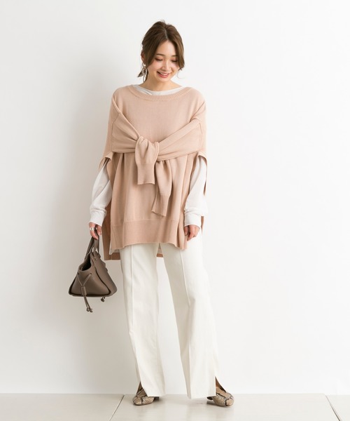 DouDou（ドゥドゥ）の「スリットプルオーバー（ニット/セーター・レディース・ブルー系その他/ピンクベージュ・FREE）」の14枚目の写真