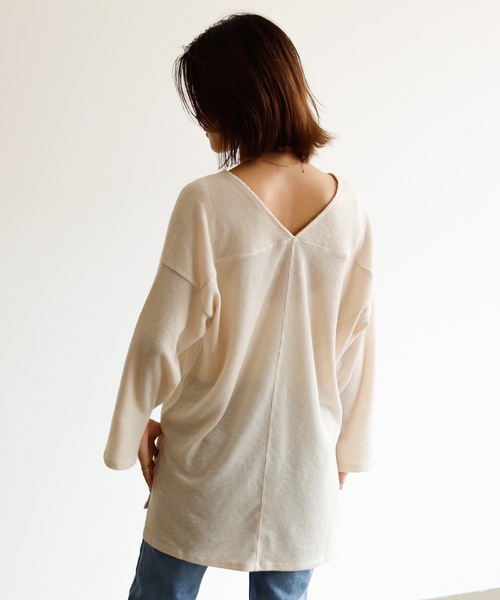 Auntie Rosa Holiday（アンティローザホリデー）の「Vネックスリットリブチュニック（Tシャツ/カットソー・レディース・ブラック/ネイビー/ナチュラル/ベージュ・FREE）」の20枚目の写真