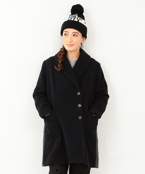BEAMS BOY(ビームスボーイ)の「BEAMS BOY / シャギーアシメ 3Bショールコート(その他アウター・レディース・ネイビー/オリーブ・ONE SIZE)」の1枚目の写真
