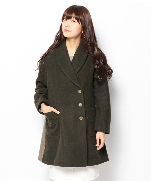 BEAMS BOY(ビームスボーイ)の「BEAMS BOY / シャギーアシメ 3Bショールコート(その他アウター・レディース・ネイビー/オリーブ・ONE SIZE)」の2枚目の写真