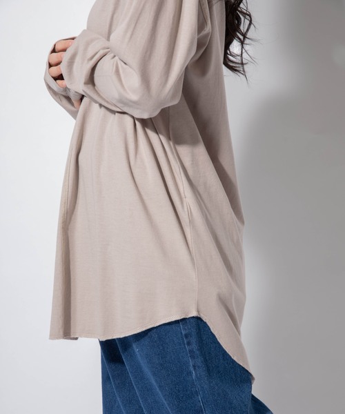 Mysa&Liina（ミーサリーナ）の「ステッチロングTシャツ（Tシャツ/カットソー・レディース・ブラック/ベージュ/オフホワイト/サックスブルー・M）」の14枚目の写真