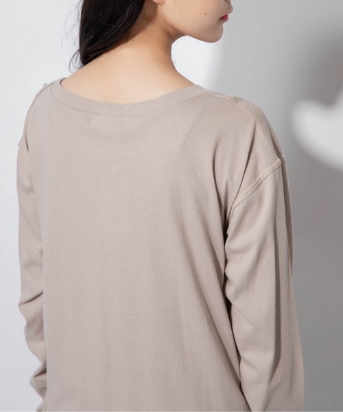 Mysa&Liina（ミーサリーナ）の「ステッチロングTシャツ（Tシャツ/カットソー・レディース・ブラック/ベージュ/オフホワイト/サックスブルー・M）」の15枚目の写真