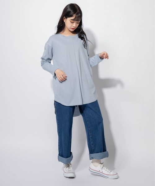 Mysa&Liina（ミーサリーナ）の「ステッチロングTシャツ（Tシャツ/カットソー・レディース・ブラック/ベージュ/オフホワイト/サックスブルー・M）」の18枚目の写真