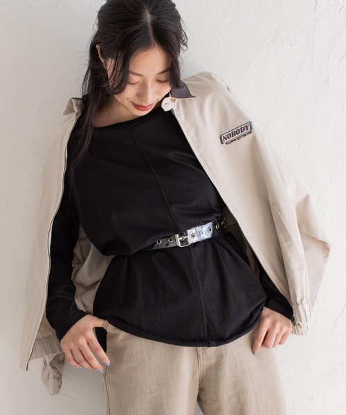 Mysa&Liina（ミーサリーナ）の「ステッチロングTシャツ（Tシャツ/カットソー・レディース・ブラック/ベージュ/オフホワイト/サックスブルー・M）」の20枚目の写真