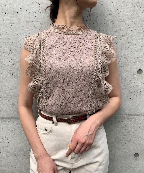 FUN.TRINITY(ファン トリニティー)の「ノースリケミカルレース(シャツ/ブラウス・レディース・ブラック/アイボリー/モカ・FREE)」の3枚目の写真