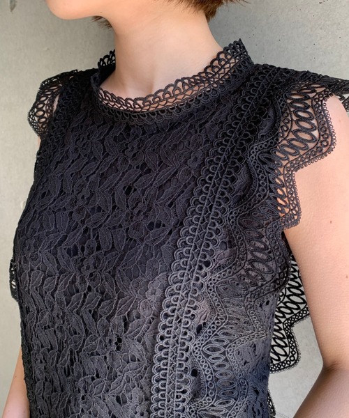 FUN.TRINITY(ファン トリニティー)の「ノースリケミカルレース(シャツ/ブラウス・レディース・ブラック/アイボリー/モカ・FREE)」の4枚目の写真